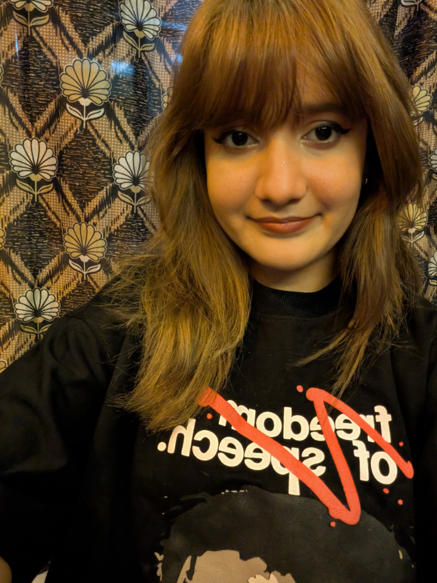 Richa in the black freedom of speech t-shirt that started everything